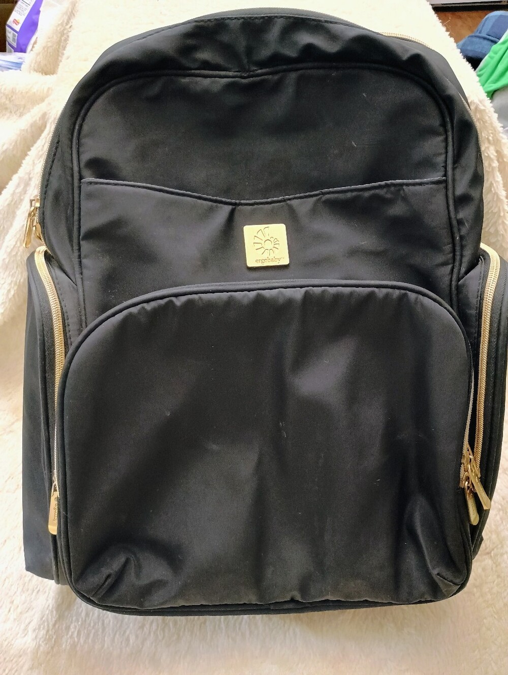 Ergobaby Anywhere I Go Diaper Bag Backpack - Black & Gold (No Changing Pad)